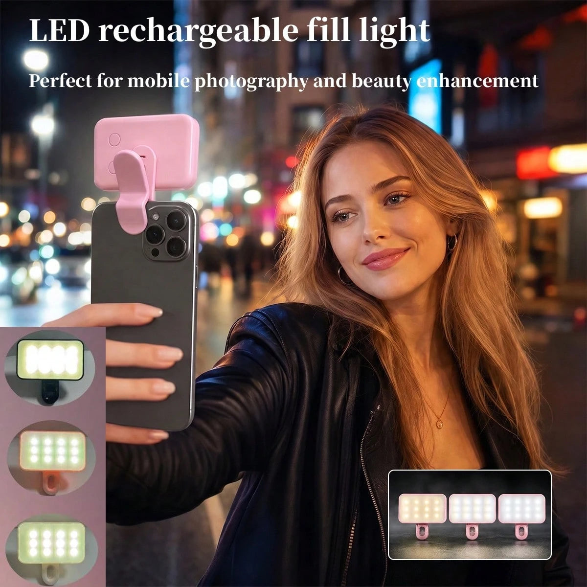 LED Selfie Light, Portable LED Light, Ring Light, Clip-On Light, Smartphone Selfie Light, Vanity Light, Suitable For Makeup, Zoom Meetings, Live Streaming, Photography Christmas Gift, Room Decoration