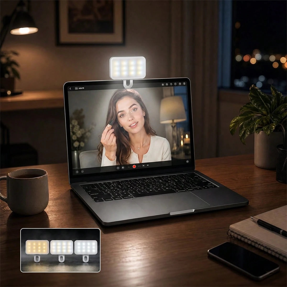 LED Selfie Light, Portable LED Light, Ring Light, Clip-On Light, Smartphone Selfie Light, Vanity Light, Suitable For Makeup, Zoom Meetings, Live Streaming, Photography Christmas Gift, Room Decoration