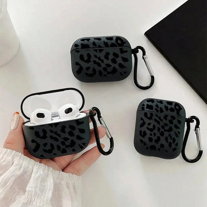 Leopard Pattern Black TPU Fashionable Protective Case Suitable For AirPods 4th Gen, Pro 3/1/2, Pro 3rd Gen, Pro 2 Soft TPU Wireless Earphone Protective Case, Perfect Birthday Gift For Family And Frien