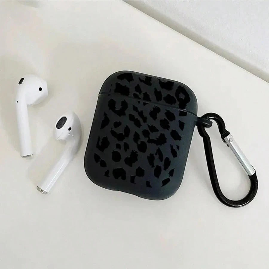 Leopard Pattern Black TPU Fashionable Protective Case Suitable For AirPods 4th Gen, Pro 3/1/2, Pro 3rd Gen, Pro 2 Soft TPU Wireless Earphone Protective Case, Perfect Birthday Gift For Family And Frien