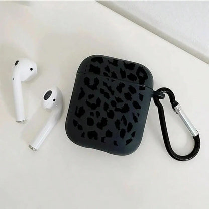 Leopard Pattern Black TPU Fashionable Protective Case Suitable For AirPods 4th Gen, Pro 3/1/2, Pro 3rd Gen, Pro 2 Soft TPU Wireless Earphone Protective Case, Perfect Birthday Gift For Family And Frien