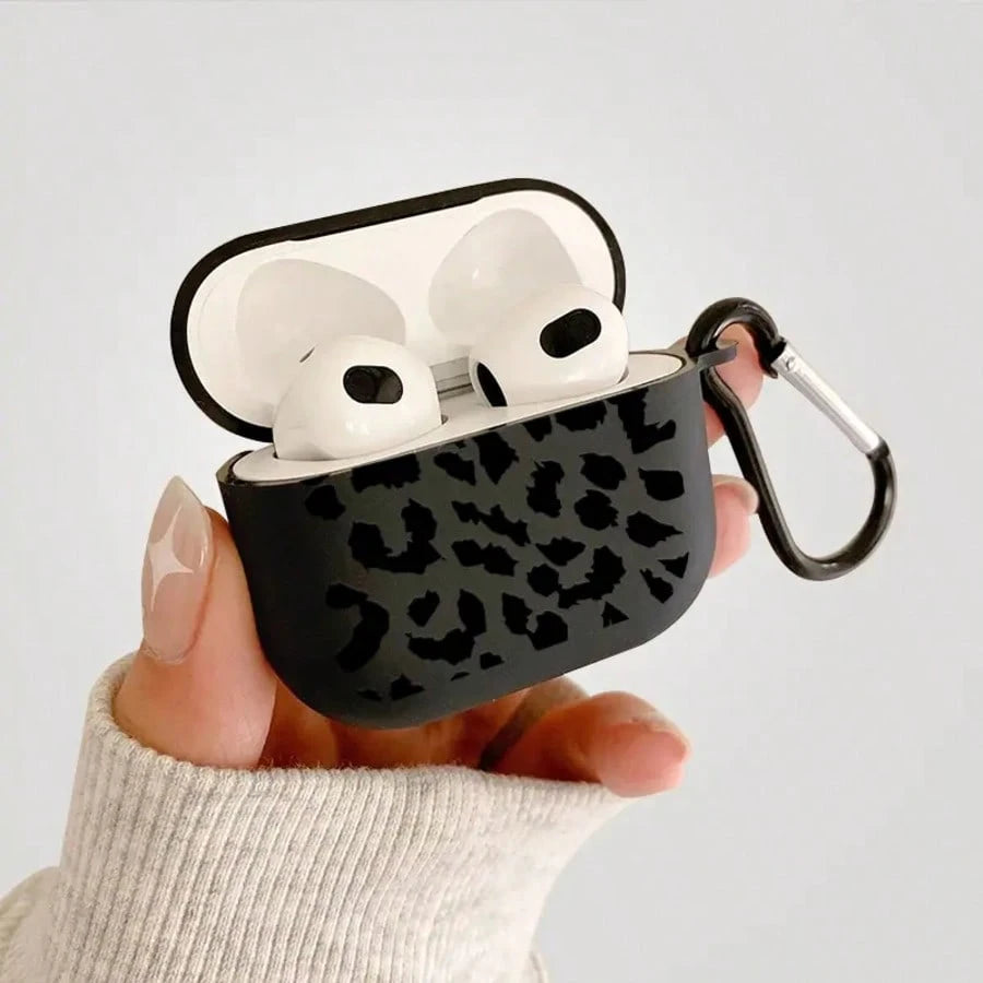 Leopard Pattern Black TPU Fashionable Protective Case Suitable For AirPods 4th Gen, Pro 3/1/2, Pro 3rd Gen, Pro 2 Soft TPU Wireless Earphone Protective Case, Perfect Birthday Gift For Family And Frien