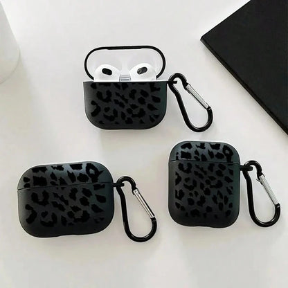 Leopard Pattern Black TPU Fashionable Protective Case Suitable For AirPods 4th Gen, Pro 3/1/2, Pro 3rd Gen, Pro 2 Soft TPU Wireless Earphone Protective Case, Perfect Birthday Gift For Family And Frien