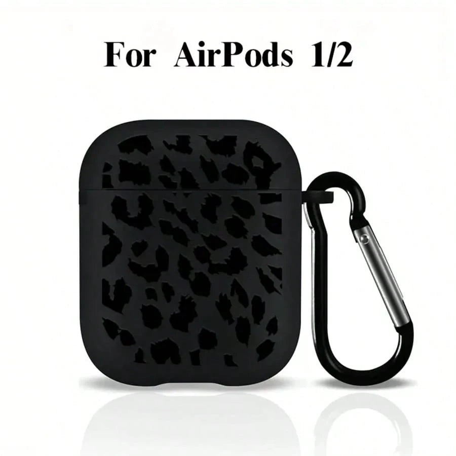 Leopard Pattern Black TPU Fashionable Protective Case Suitable For AirPods 4th Gen, Pro 3/1/2, Pro 3rd Gen, Pro 2 Soft TPU Wireless Earphone Protective Case, Perfect Birthday Gift For Family And Frien