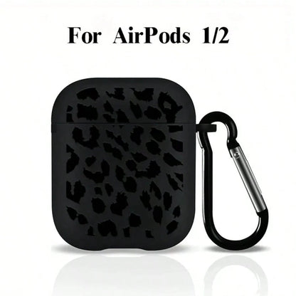Leopard Pattern Black TPU Fashionable Protective Case Suitable For AirPods 4th Gen, Pro 3/1/2, Pro 3rd Gen, Pro 2 Soft TPU Wireless Earphone Protective Case, Perfect Birthday Gift For Family And Frien