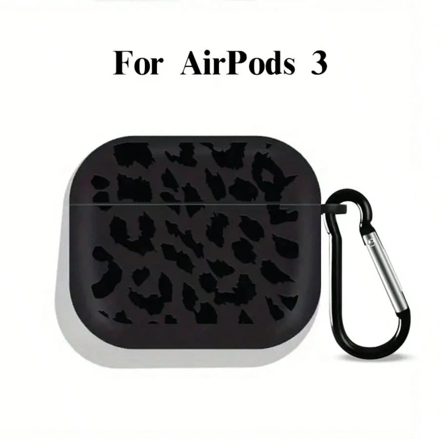 Leopard Pattern Black TPU Fashionable Protective Case Suitable For AirPods 4th Gen, Pro 3/1/2, Pro 3rd Gen, Pro 2 Soft TPU Wireless Earphone Protective Case, Perfect Birthday Gift For Family And Frien