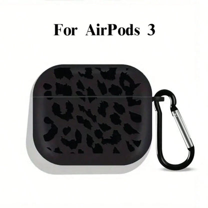 Leopard Pattern Black TPU Fashionable Protective Case Suitable For AirPods 4th Gen, Pro 3/1/2, Pro 3rd Gen, Pro 2 Soft TPU Wireless Earphone Protective Case, Perfect Birthday Gift For Family And Frien