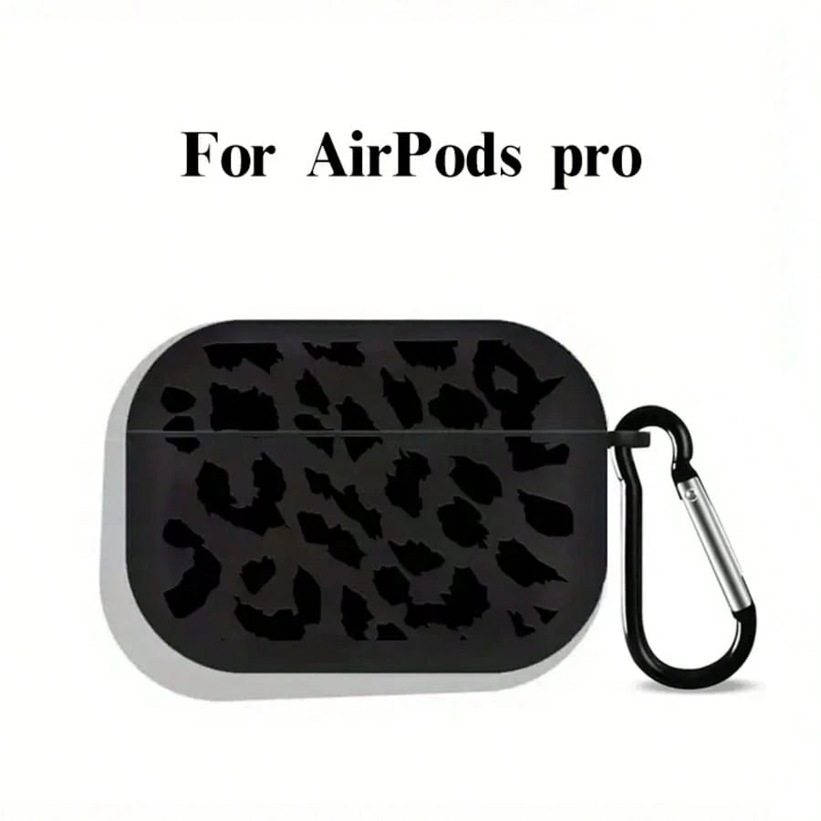 Leopard Pattern Black TPU Fashionable Protective Case Suitable For AirPods 4th Gen, Pro 3/1/2, Pro 3rd Gen, Pro 2 Soft TPU Wireless Earphone Protective Case, Perfect Birthday Gift For Family And Frien