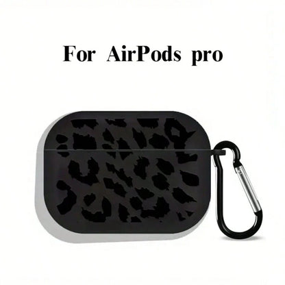 Leopard Pattern Black TPU Fashionable Protective Case Suitable For AirPods 4th Gen, Pro 3/1/2, Pro 3rd Gen, Pro 2 Soft TPU Wireless Earphone Protective Case, Perfect Birthday Gift For Family And Frien