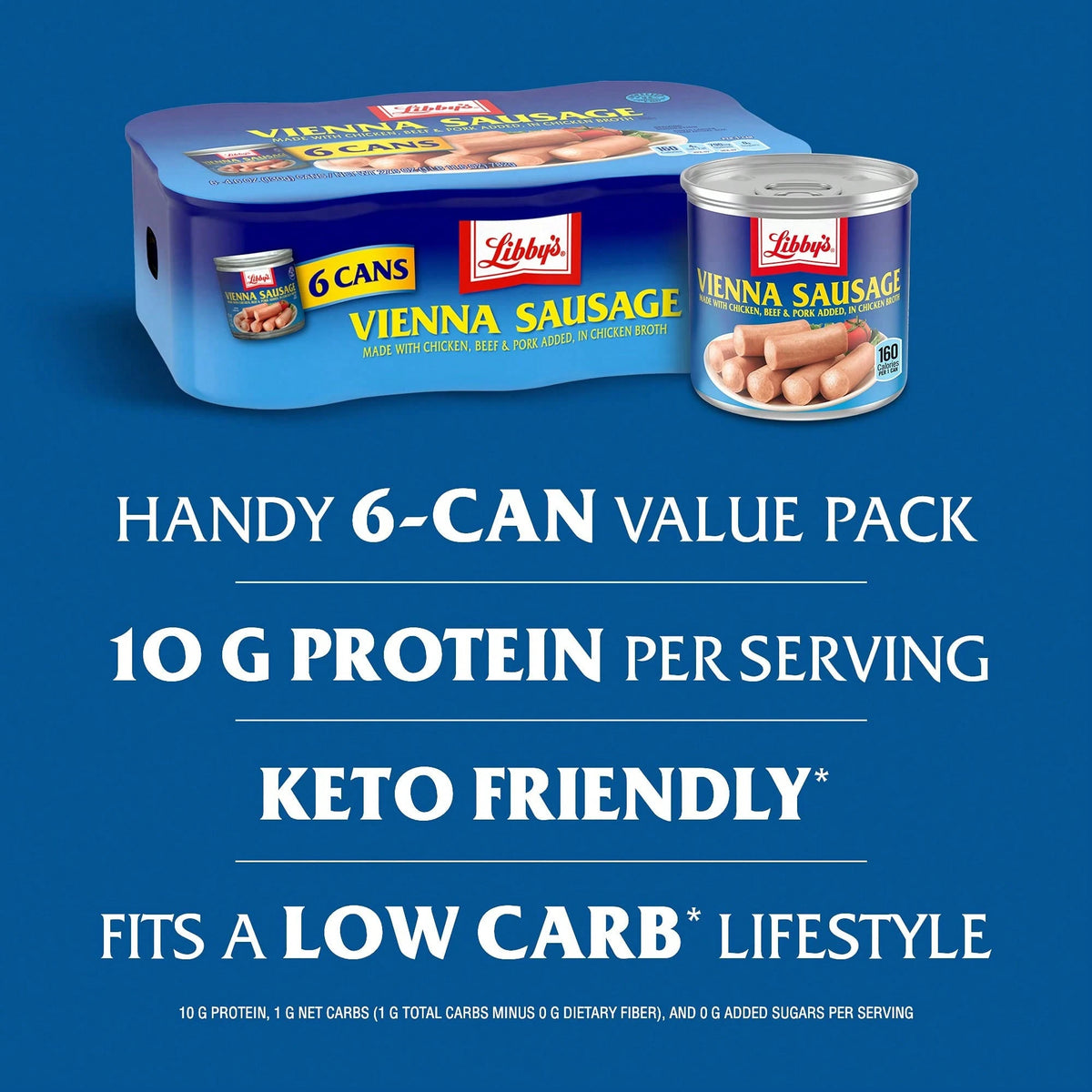 Libby’s Libby's Vienna Sausage, Ready To Eat Canned Meat, 10g Protein Per Serving, 4.6 Oz. Can (Bulk Pack Of 6)