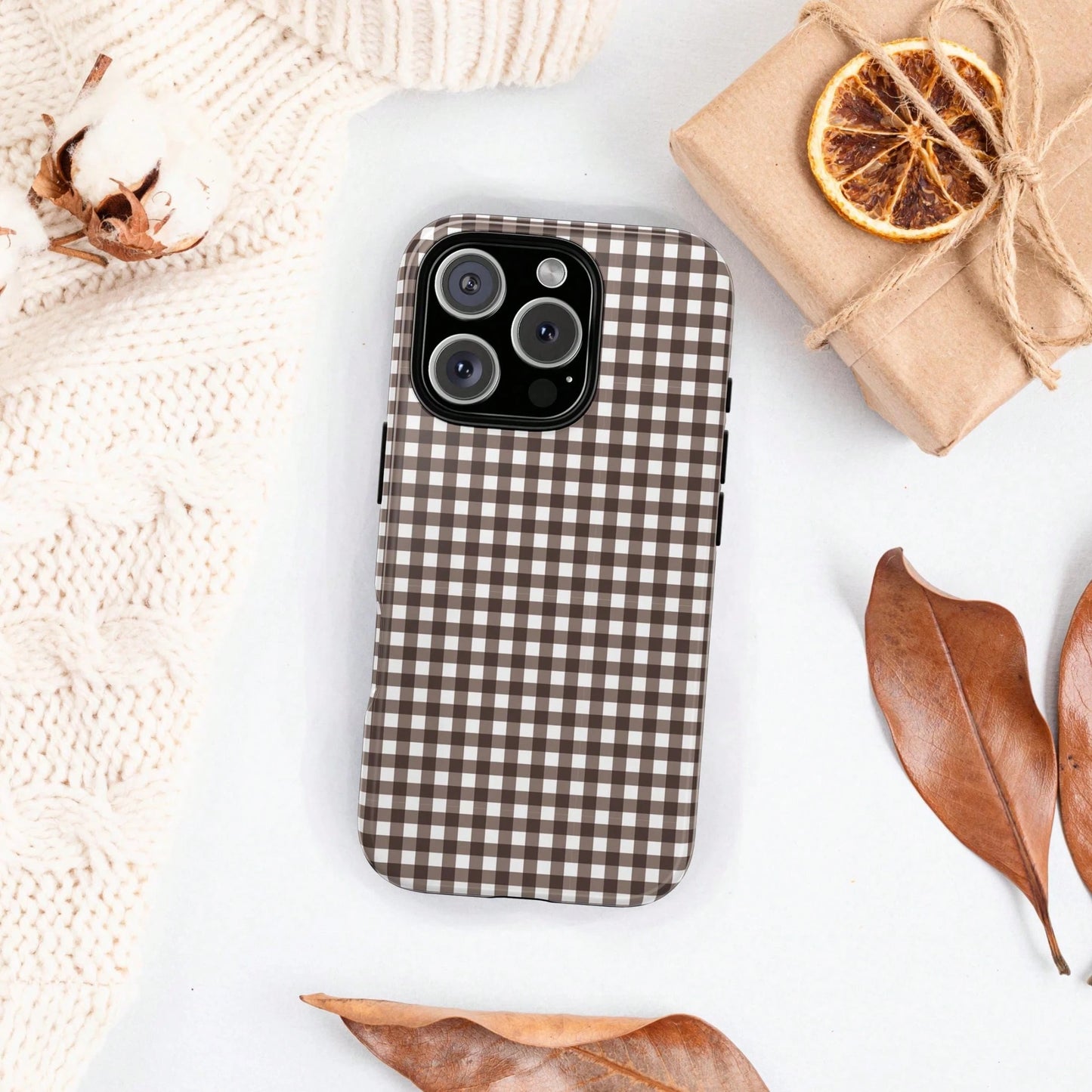 Light Blue Plaid Phone Case, Soft Plaid Striped Pattern Phone Case Compatible With IPhone 17, 16, 15 Plus, 14, 13, 12, 11 Pro Max