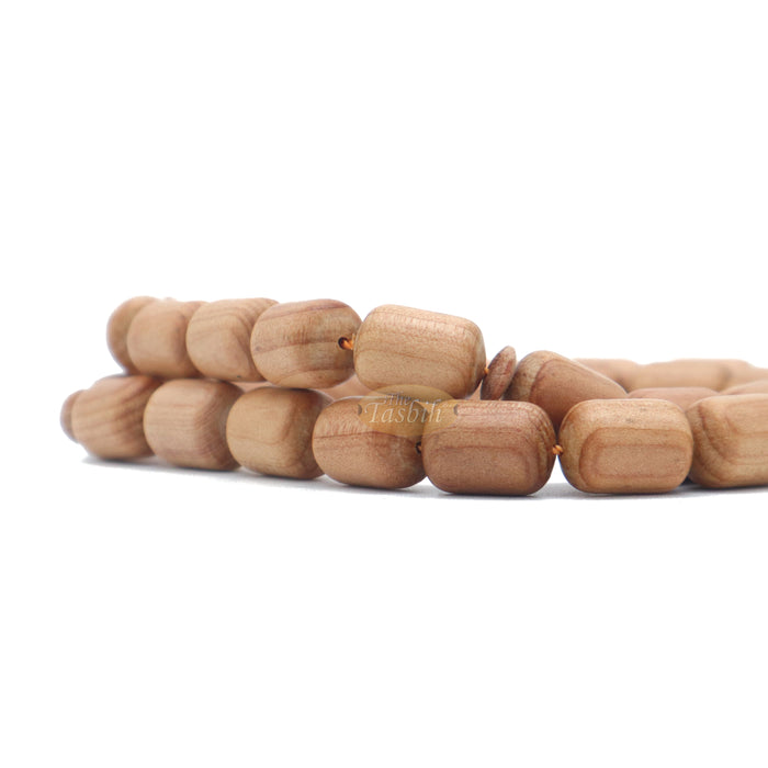 Light Brown Juniper Wood Tasbih 9x12 mm Cylinder Design 33-Ct Handmade Prayer Dhikr Beads