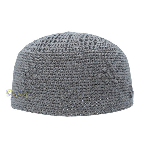 Light Gray Crocheted - Knot Design Cotton Yemeni Kuti