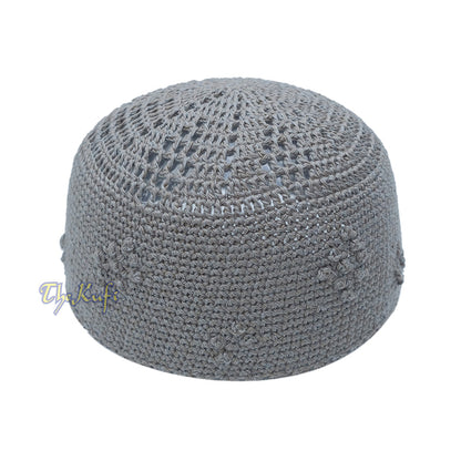 Light Gray Crocheted - Knot Design Cotton Yemeni Kuti