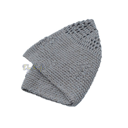 Light Gray Crocheted - Knot Design Cotton Yemeni Kuti