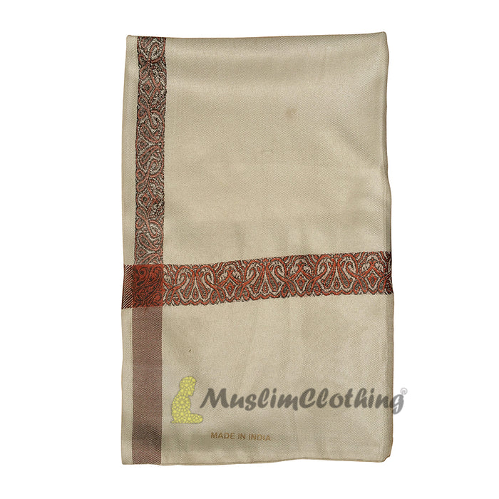 Light Khaki Kashmiri Yemeni Habaib Style Men's Shawl 100x180cm