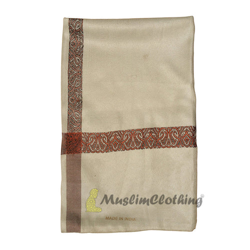 Light Khaki Kashmiri Yemeni Habaib Style Men's Shawl 100x180cm