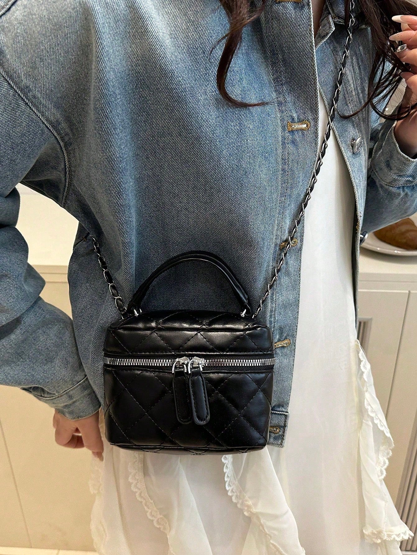 Lightweight Mini Bag, Chain Bag, Quilted Bag, Handbag, Bucket Bag, Suitable For Girls, College Students And Office Ladies, Perfect For Office, University, Work, Commuting, Outdoor Activities, Travel A