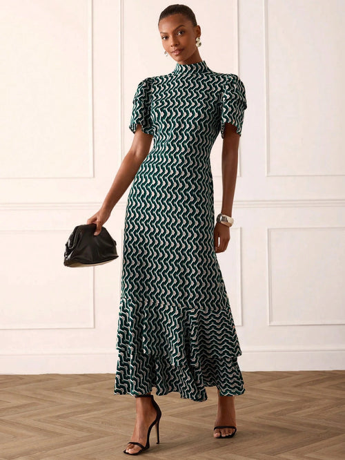Lilora Women's Elegant Dark Green Long Dress,Summer Formal Party High-Fashion Versatile Dress,Suitable For Commuting,Daily Casual,Gatherings,Parties,Holidays