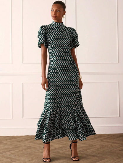 Lilora Women's Elegant Dark Green Long Dress,Summer Formal Party High-Fashion Versatile Dress,Suitable For Commuting,Daily Casual,Gatherings,Parties,Holidays