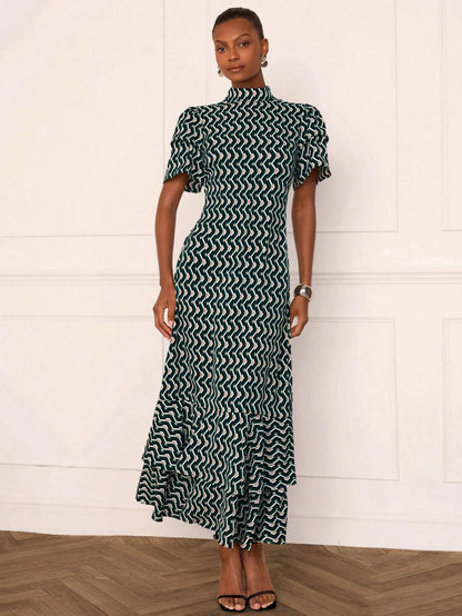 Lilora Women's Elegant Dark Green Long Dress,Summer Formal Party High-Fashion Versatile Dress,Suitable For Commuting,Daily Casual,Gatherings,Parties,Holidays