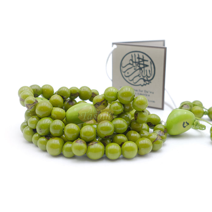 Lime Green Natural Colored Dye Eco-Friendly Sustainable Original Açai Seed 9 mm Beads Traditional Tasbih