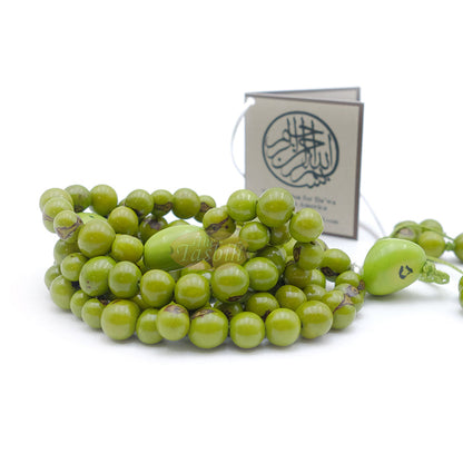 Lime Green Natural Colored Dye Eco-Friendly Sustainable Original Açai Seed 9 mm Beads Traditional Tasbih