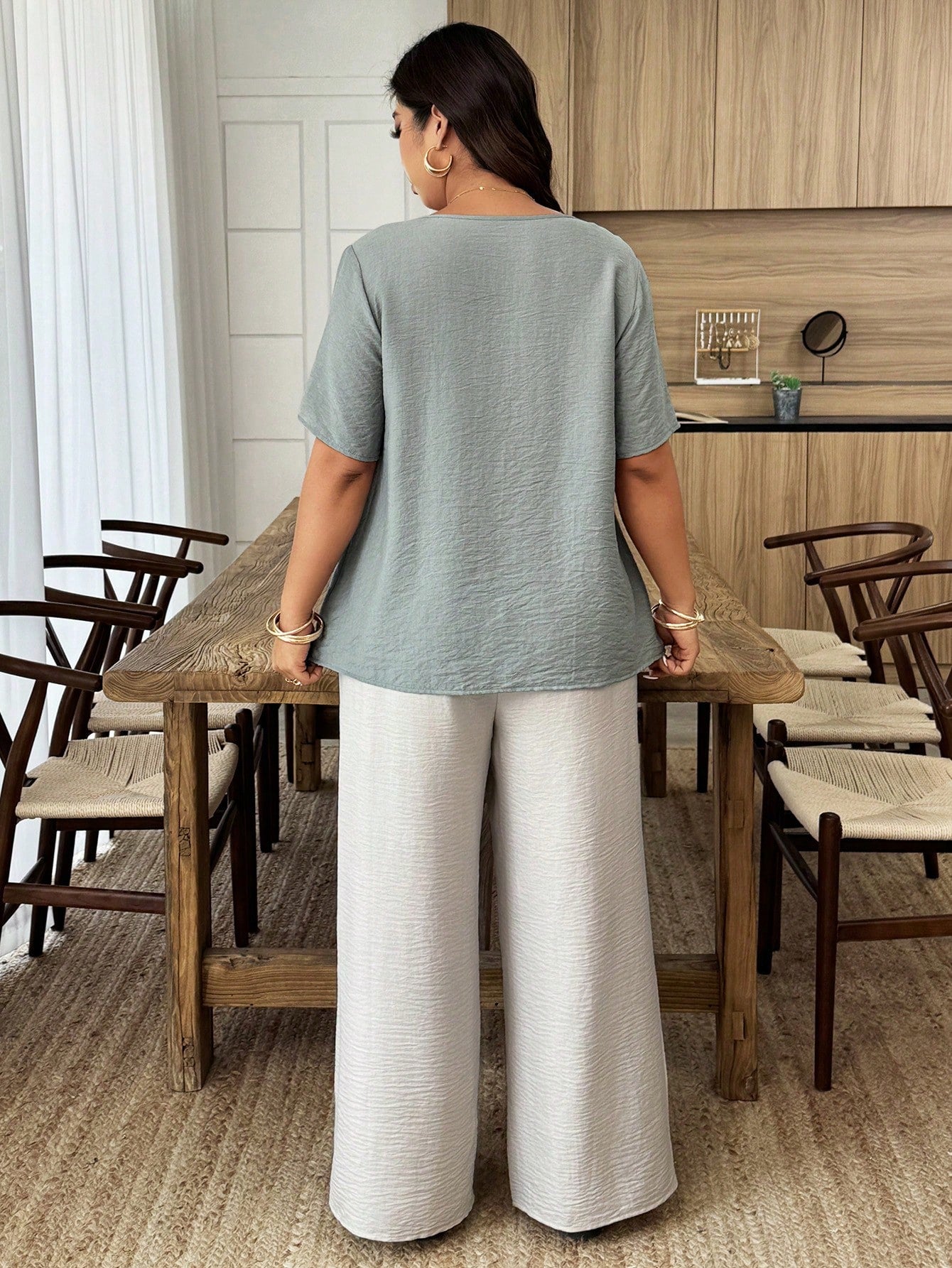 Linhara CURVE Plus Size Woven Casual Boho Resort Daily Commuting Vacation And Office Wear Summer Women's Shirt Purple