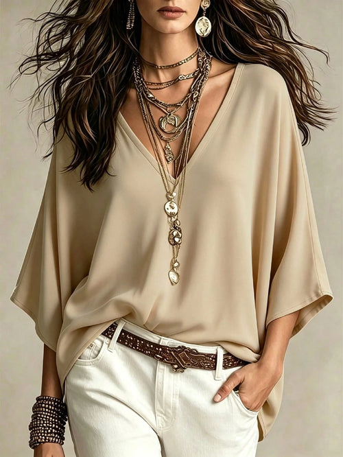 Linhara CURVE Women's Simple Casual Comfortable Loose Plus Size Shirt Blouse, Plus Size Shirt