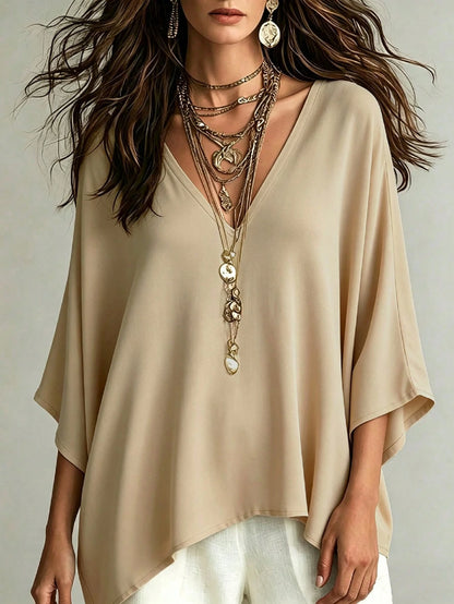 Linhara CURVE Women's Simple Casual Comfortable Loose Plus Size Shirt Blouse, Plus Size Shirt