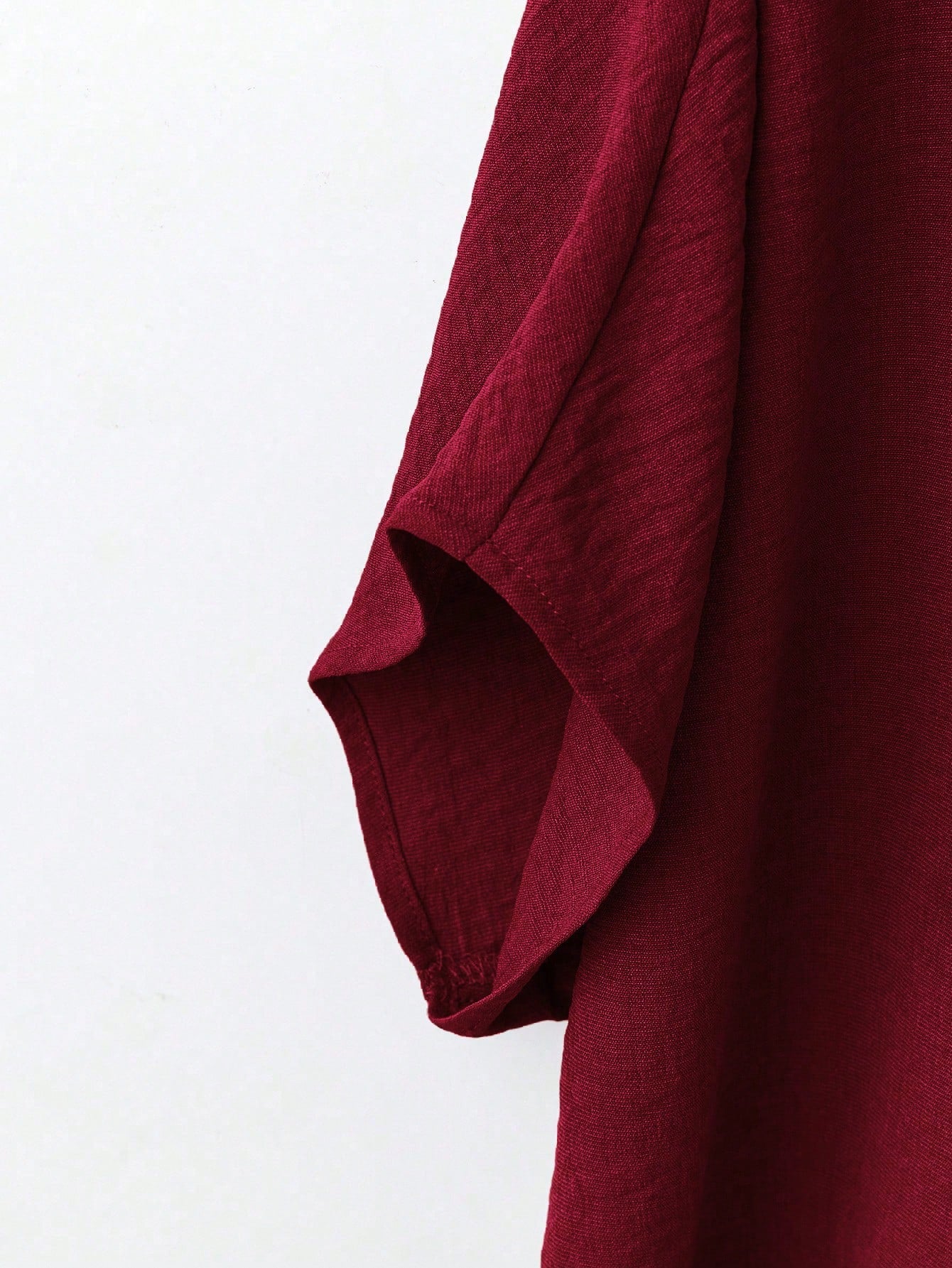 Linhara Plus Size Casual Vacation Solid Color Batwing Sleeve Shirt
