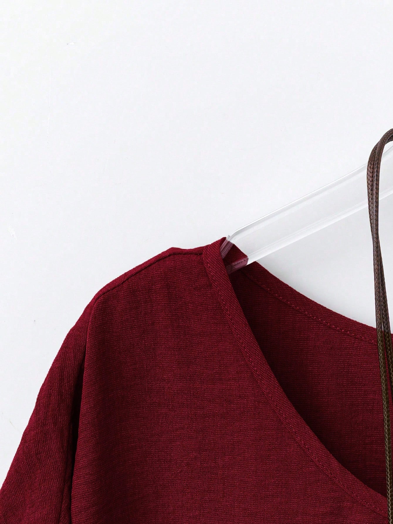 Linhara Plus Size Casual Vacation Solid Color Batwing Sleeve Shirt