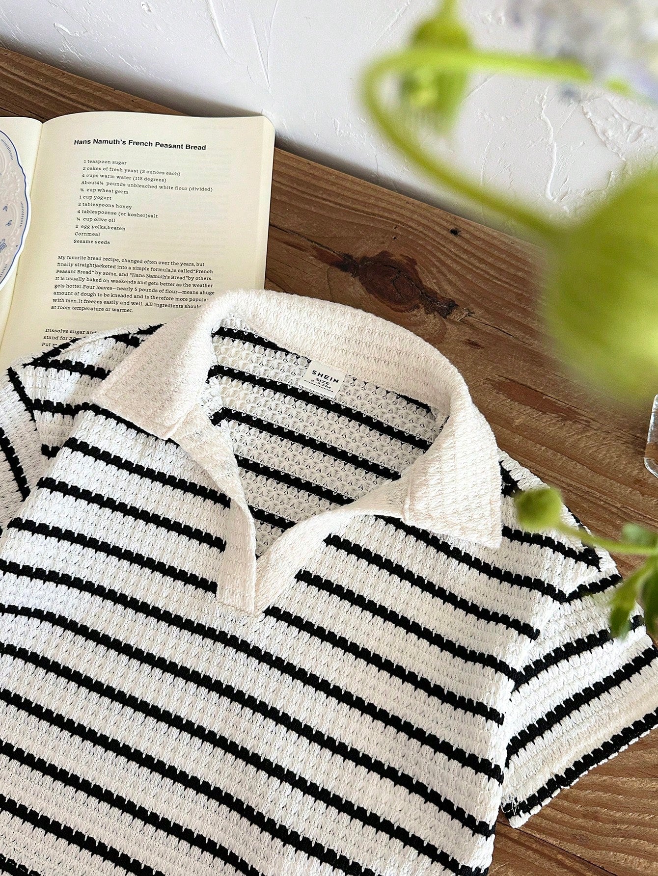 LMoss Kids 2pcs Baby Girl Knitted Striped Collar Casual T-Shirt And Shorts Set