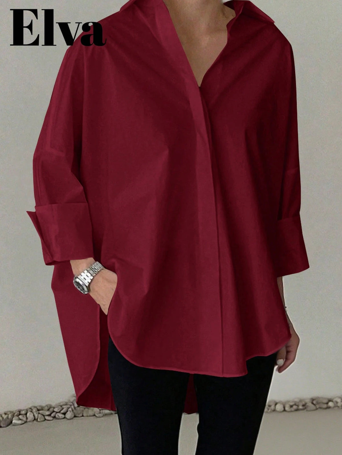 Long Sleeve Loose Fit Shirt, Suitable For Women's Office Wear, Work Tops, Autumn, Back To School Season,Party, Boyfriend Style Teacher's, Business Casual