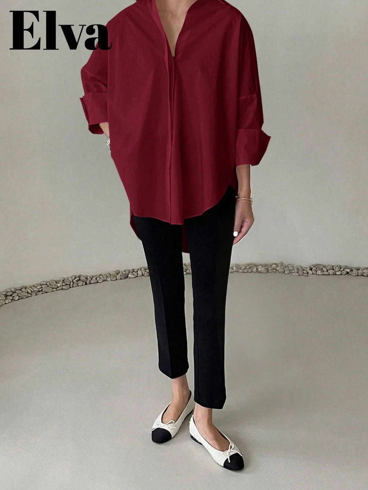 Long Sleeve Loose Fit Shirt, Suitable For Women's Office Wear, Work Tops, Autumn, Back To School Season,Party, Boyfriend Style Teacher's, Business Casual