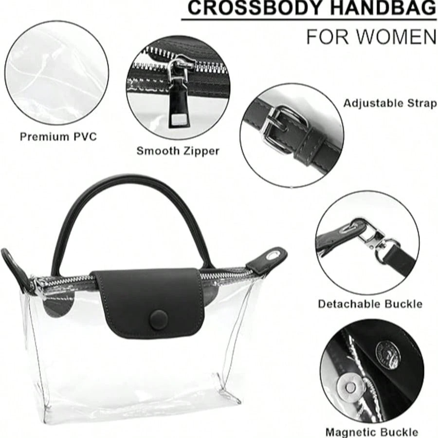 Long Strap Clear Bag Stadium Approved, Adjustable Crossbody Shoulder Purse For Women Concerts Sports Events,Christmas Gift For Men Women