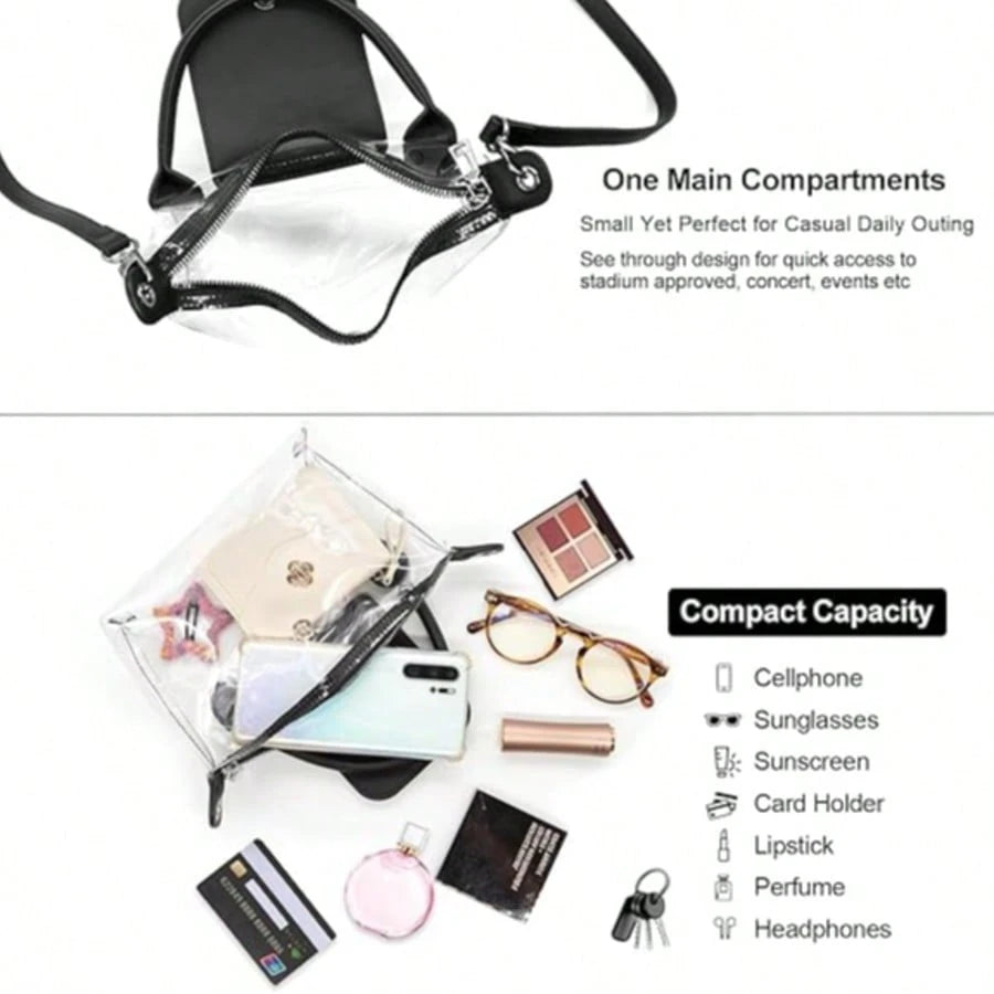 Long Strap Clear Bag Stadium Approved, Adjustable Crossbody Shoulder Purse For Women Concerts Sports Events,Christmas Gift For Men Women
