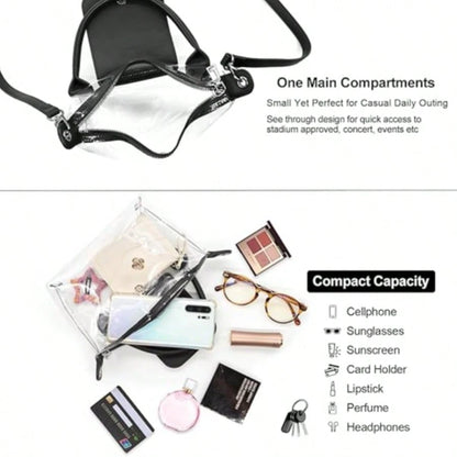 Long Strap Clear Bag Stadium Approved, Adjustable Crossbody Shoulder Purse For Women Concerts Sports Events,Christmas Gift For Men Women