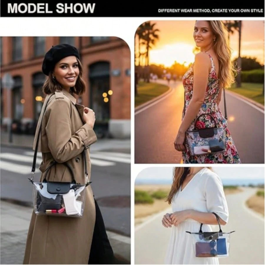 Long Strap Clear Bag Stadium Approved, Adjustable Crossbody Shoulder Purse For Women Concerts Sports Events,Christmas Gift For Men Women