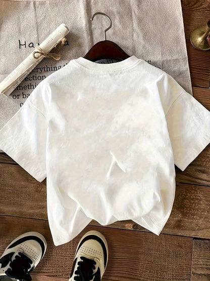 Loose-Fitting/ Plus Size Short-Sleeved, Hip-Hop Style, Women's Casual T-Shirt With Gold Teeth Print, Short-Sleeved Round-Neck Casual Top, For Summer