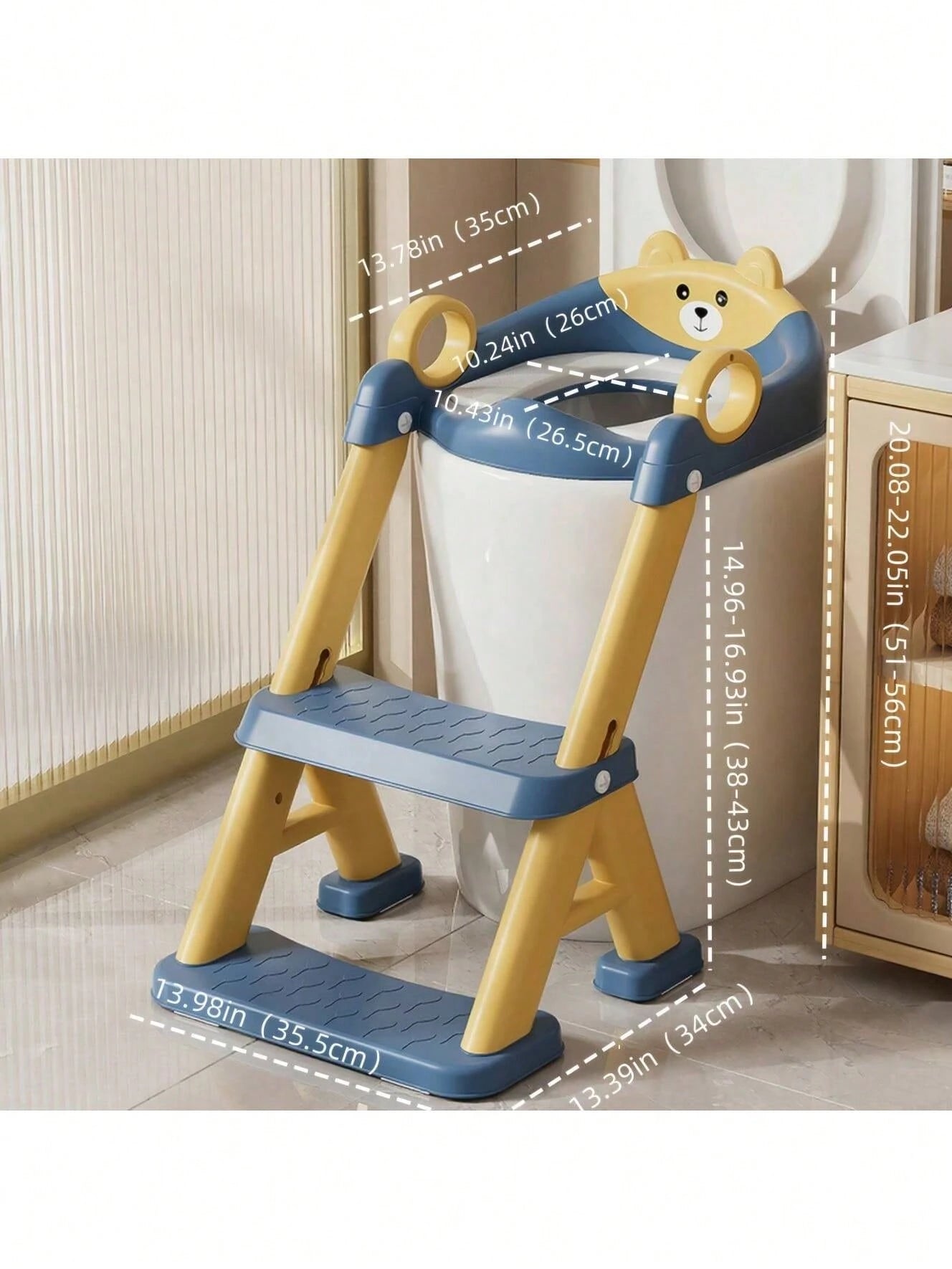 LOVEWE 1 Piece 2-In-1 Integrated Toddler Potty Training Ladder, Non-Slip Steps/Splash Guard/Waterproof Cushion, Toddler-Friendly, Stable