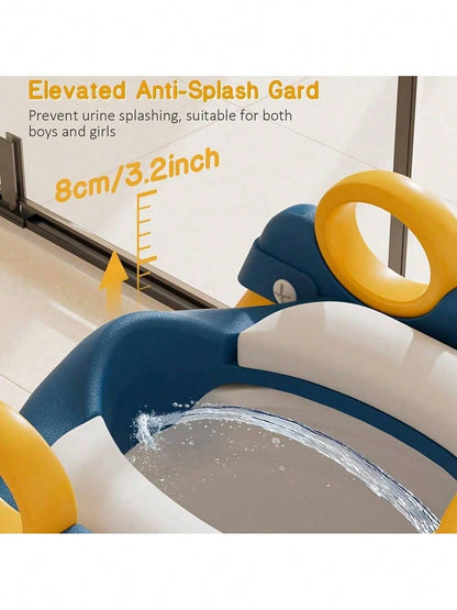LOVEWE 1 Piece 2-In-1 Integrated Toddler Potty Training Ladder, Non-Slip Steps/Splash Guard/Waterproof Cushion, Toddler-Friendly, Stable