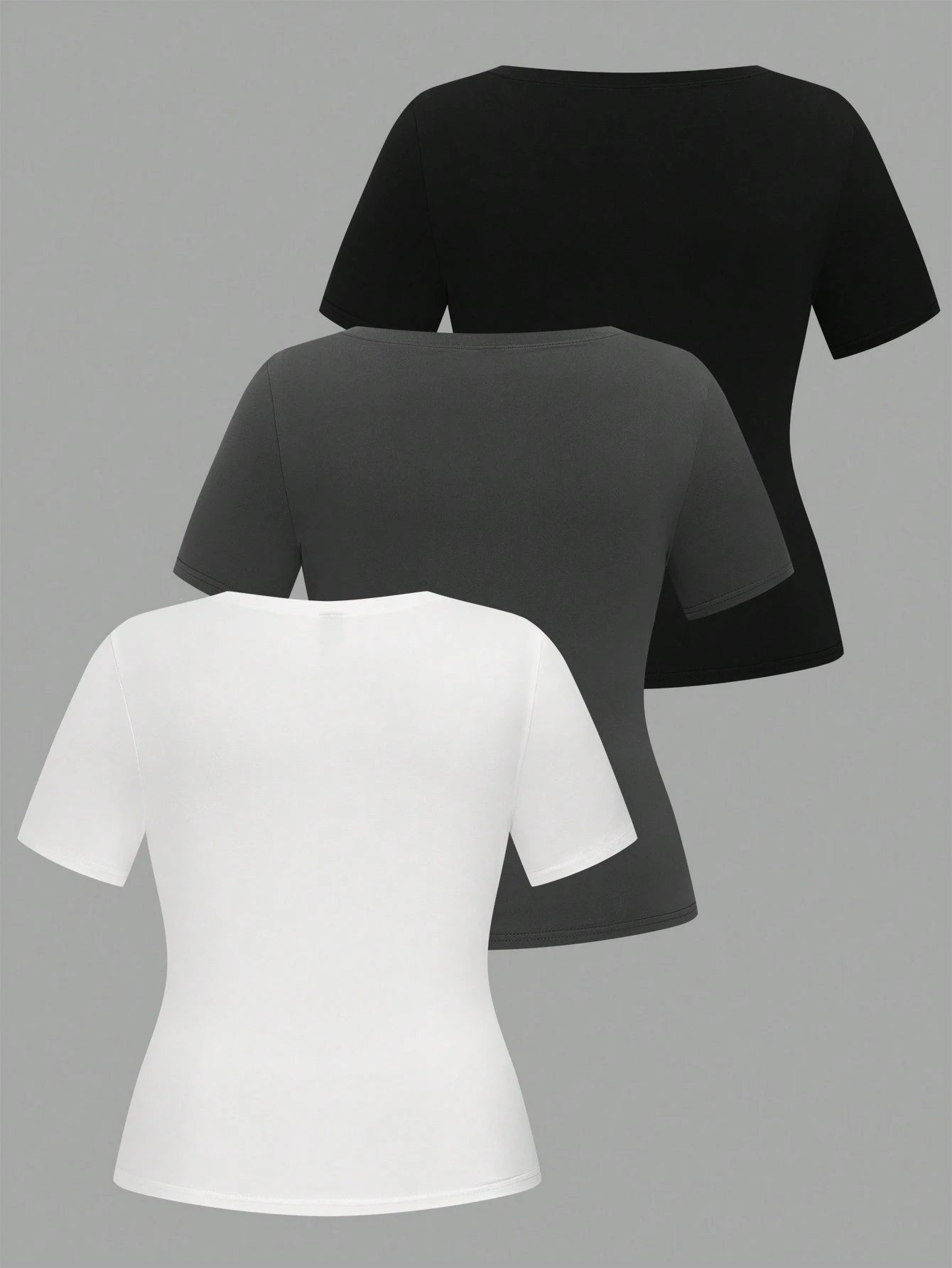 LUNE Plus Size 3pcs/Set Crew Neck Basic Short Sleeve T-Shirts