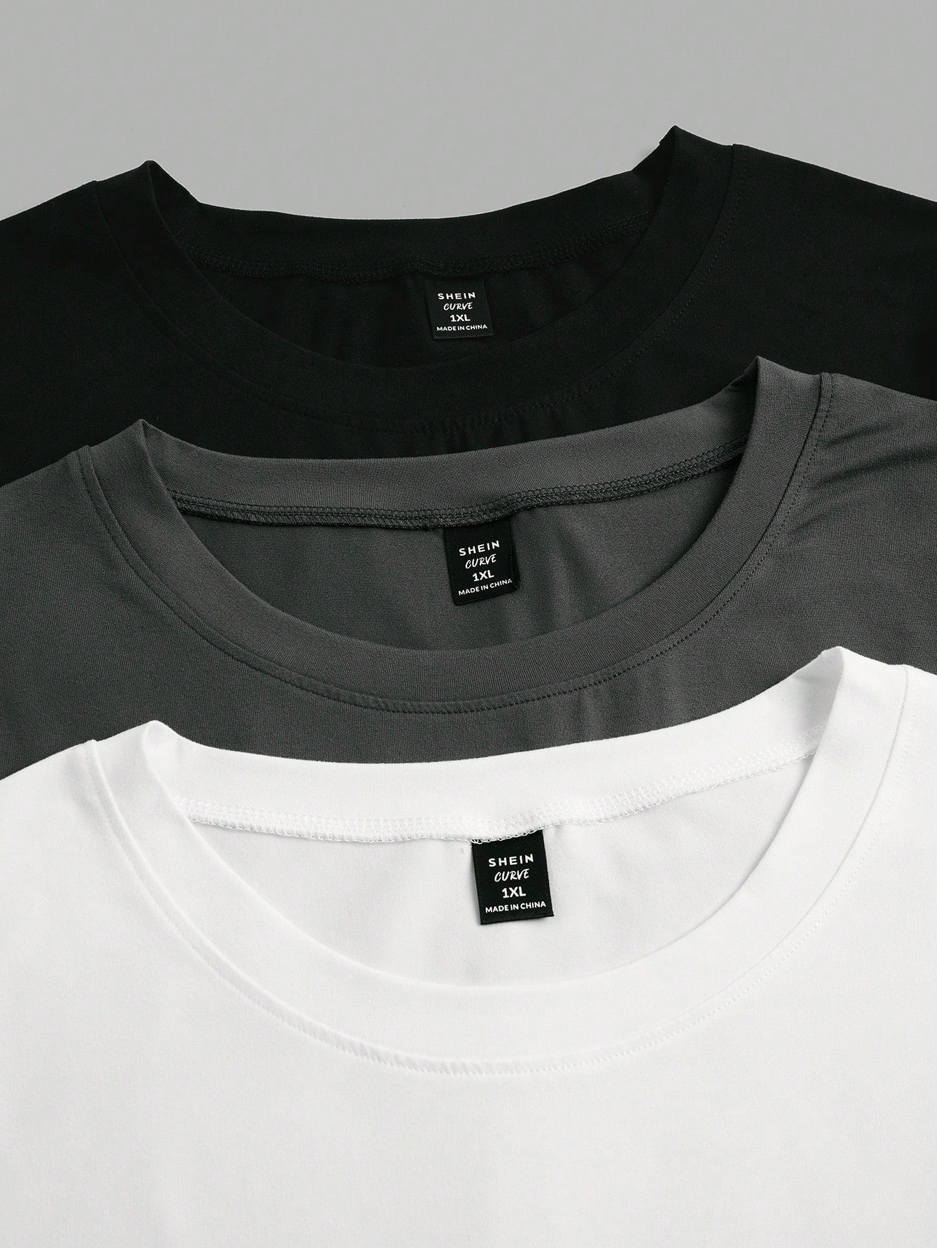 LUNE Plus Size 3pcs/Set Crew Neck Basic Short Sleeve T-Shirts
