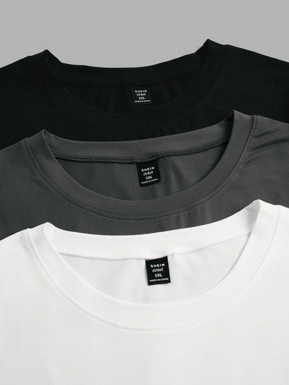 LUNE Plus Size 3pcs/Set Crew Neck Basic Short Sleeve T-Shirts