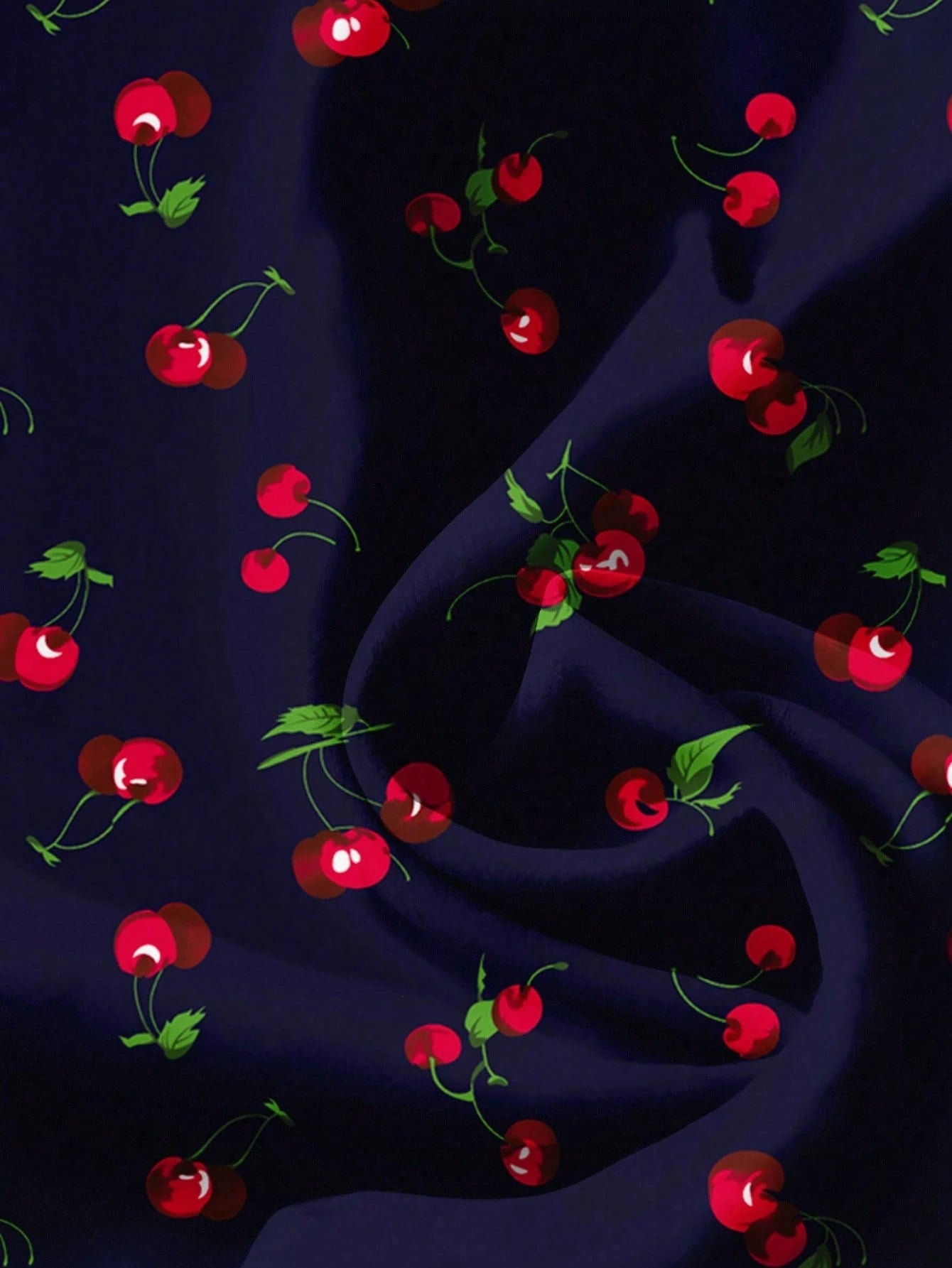 LUNE VCAY Plus Size Women Shirts,Cute Cherry Print Loose Casual Black And Red Blouse,Summer Vacation Holiday Tops,Chic Flower Spring Blouses Fall