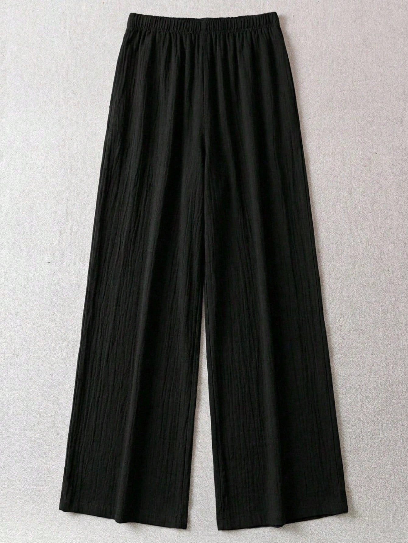LUNE Women's Black Long Cotton Wide-Leg Pants, Comfortable And Fitted, Black Cotton Pants, Women's Casual Pants, Autumn Casual Style