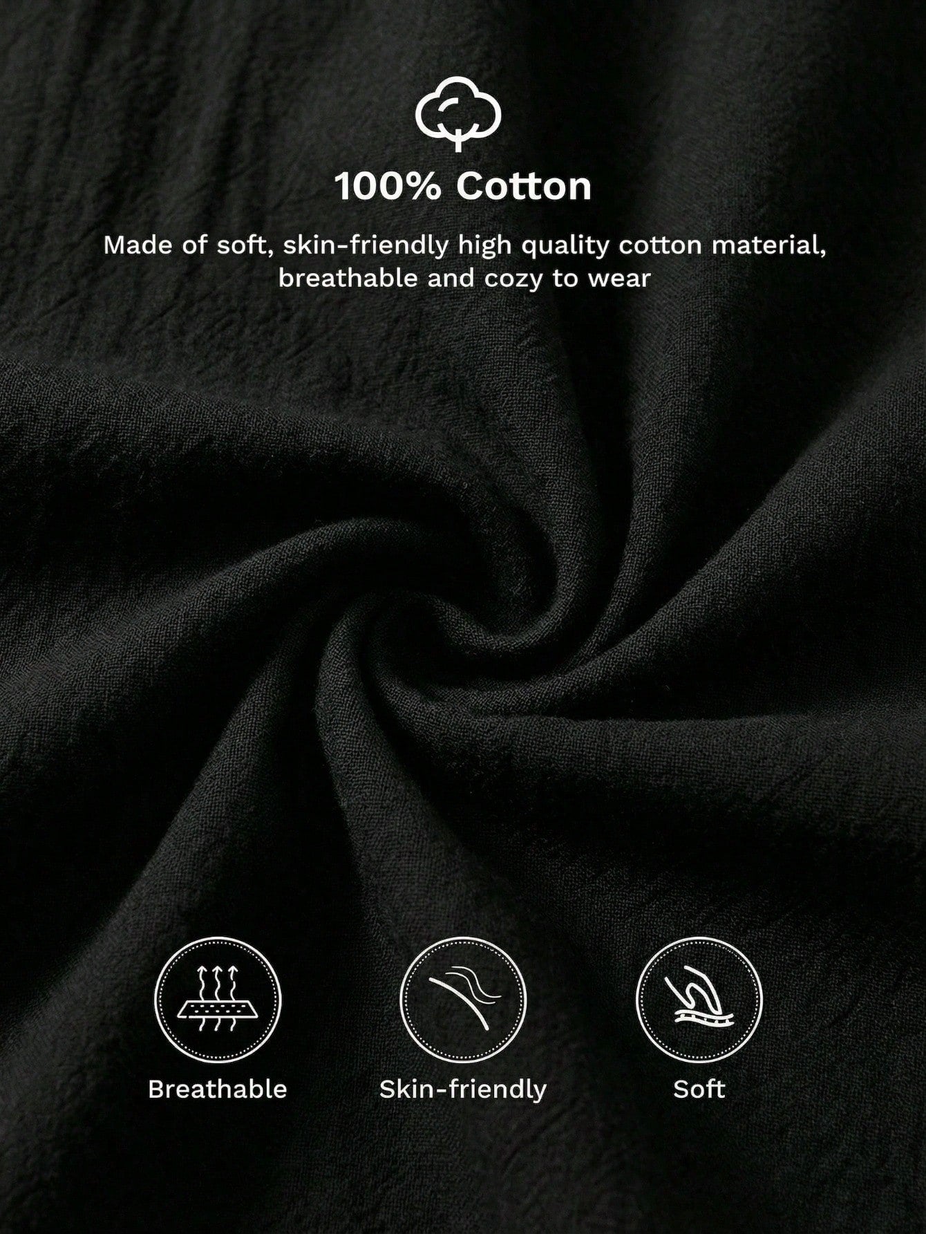 LUNE Women's Black Long Cotton Wide-Leg Pants, Comfortable And Fitted, Black Cotton Pants, Women's Casual Pants, Autumn Casual Style