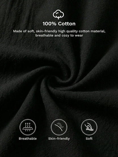 LUNE Women's Black Long Cotton Wide-Leg Pants, Comfortable And Fitted, Black Cotton Pants, Women's Casual Pants, Autumn Casual Style