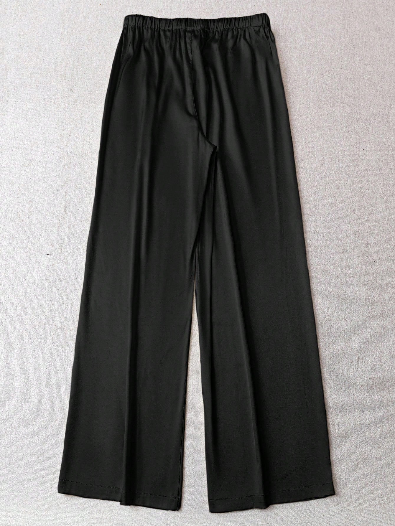 LUNE Women's Black Long Cotton Wide-Leg Pants, Comfortable And Fitted, Black Cotton Pants, Women's Casual Pants, Autumn Casual Style